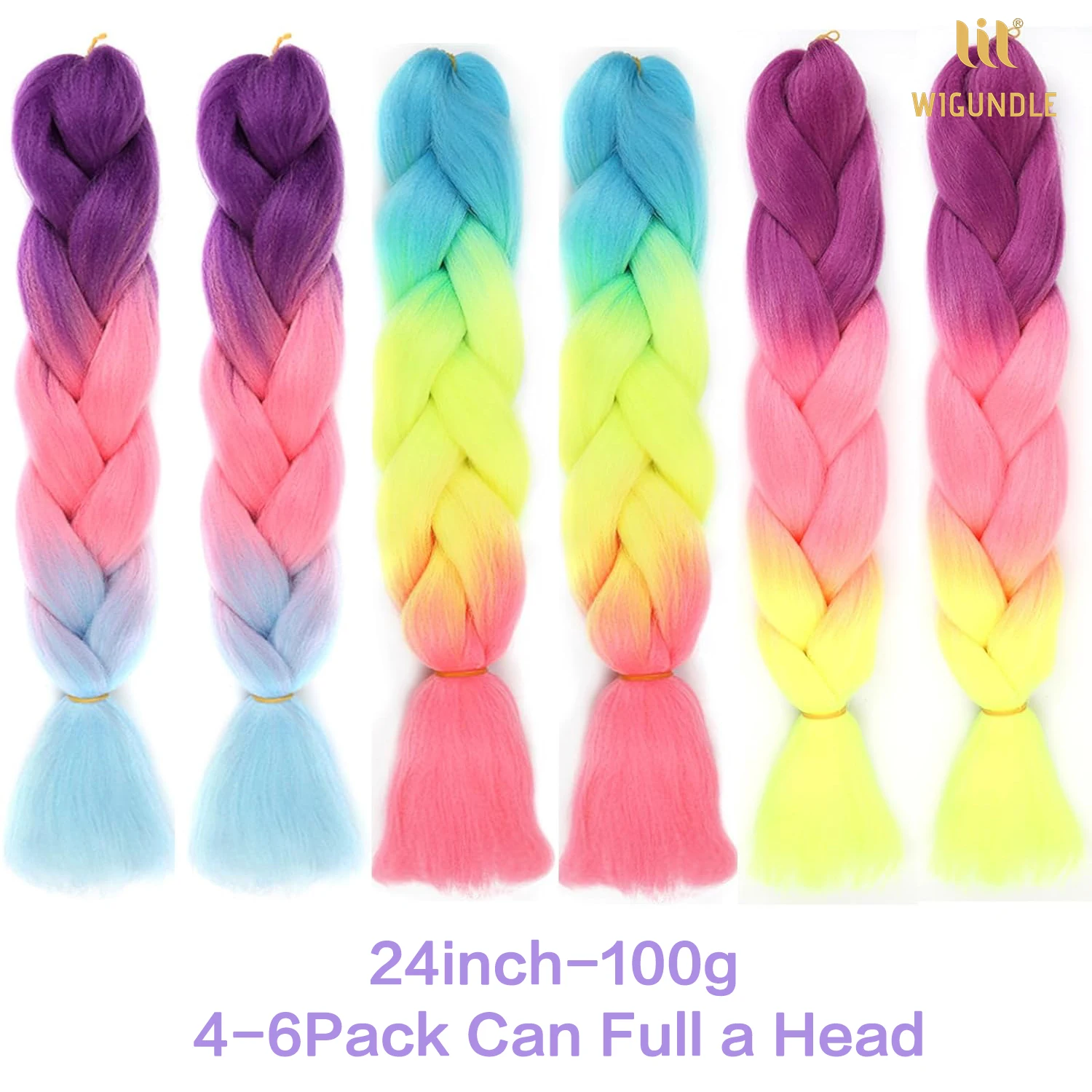 Afrikanische Jumbo-Flechtung, Kunsthaar, Box-Zöpfe, Ombre, 61 cm, Hochtemperaturfaser, Senegal-Twist-Zöpfe, 100 g/Packung, 4 Töne