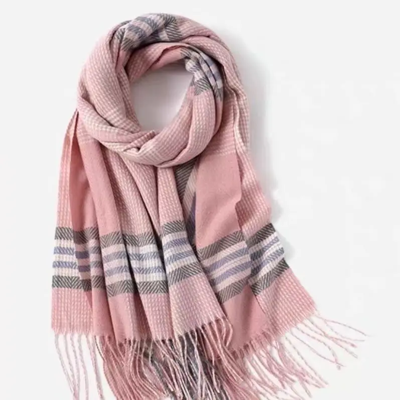 2024 Luxury Plaid Scarves Fashion Women Long Shawl Wraps Muffler Imitation Cashmere Fabric Scarves for Women Men Winter