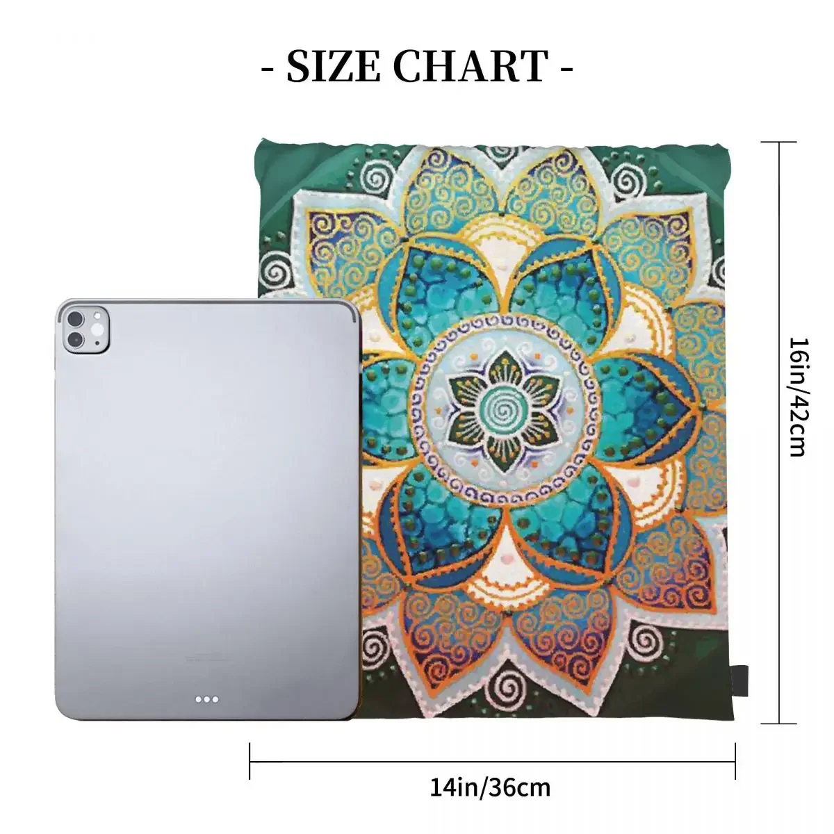 Mandala, Flower, Wealth, Health, Harmony Backpacks Drawstring Bags Drawstring Bundle Pocket Sundries Bag BookBag For Man Woman