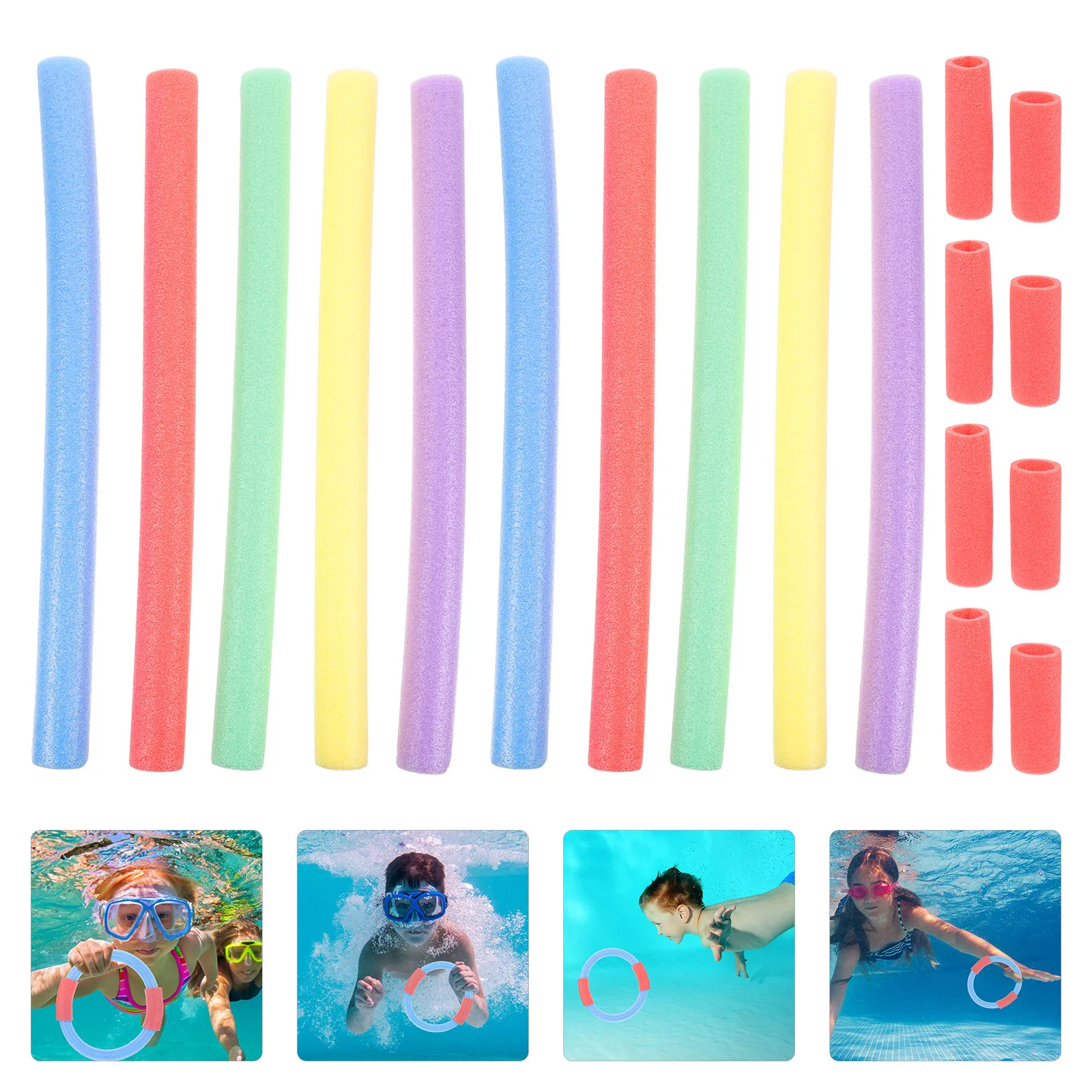 

Набор для плавания: кольца для прыжков в бассейн, палки, губчатые игрушки для тренировок, безопасные, мягкие, легкие, веселые игры для детей, игрушки для плавания и прыжков в бассейн