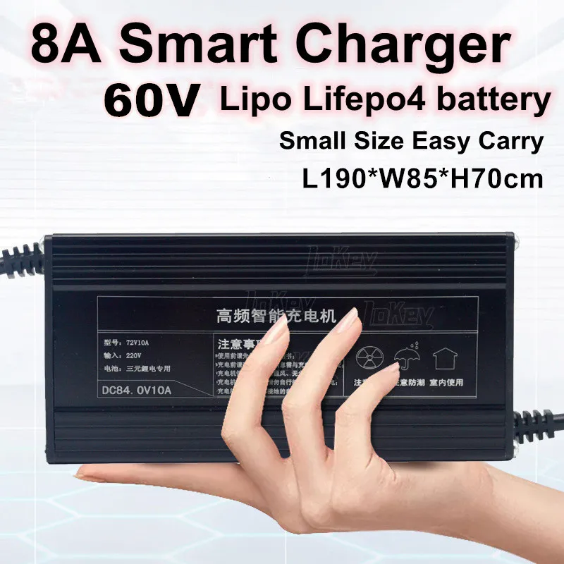 

60V 8A portable charger carregador 67.2V 71.4V 73V elektrikli motosikletler motocicletas lipo lifepo4 batterys 16S 17S 19S 20S