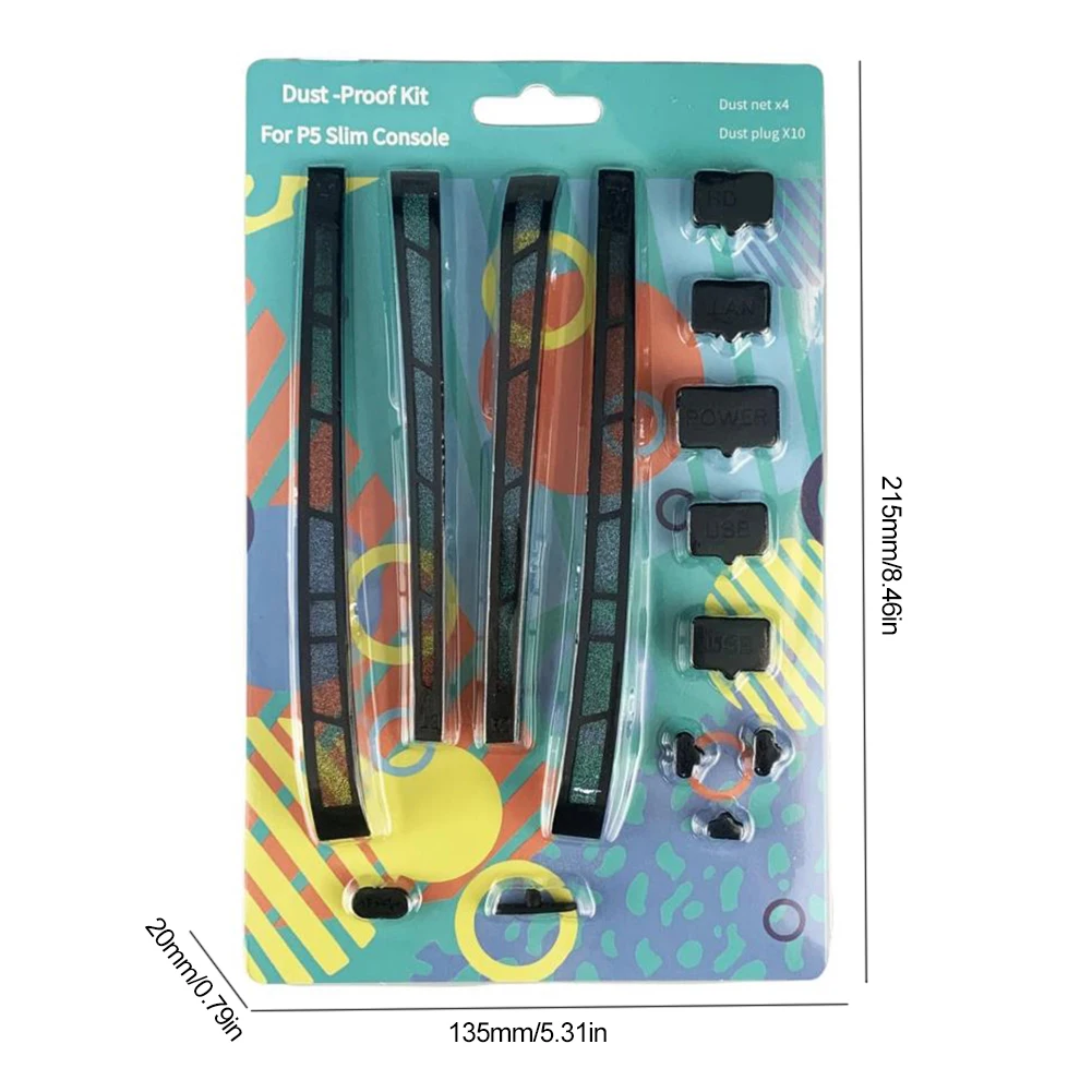 Conjunto de plugues contra poeira de silicone 12 em 1, plugue à prova de poeira, protetor contra poeira para playstation 5, pacote de acessórios de console fino