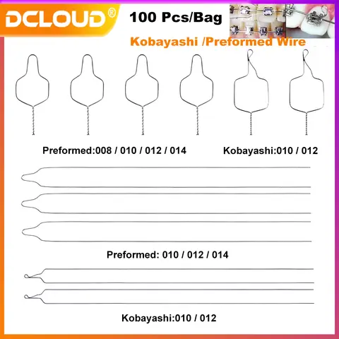 100Pcs/Pack Dental Orthodontic Kobayashi Wire Ortho Metal Ligature Ties Short Long Twist Weld Arcwhire Dentist Materials