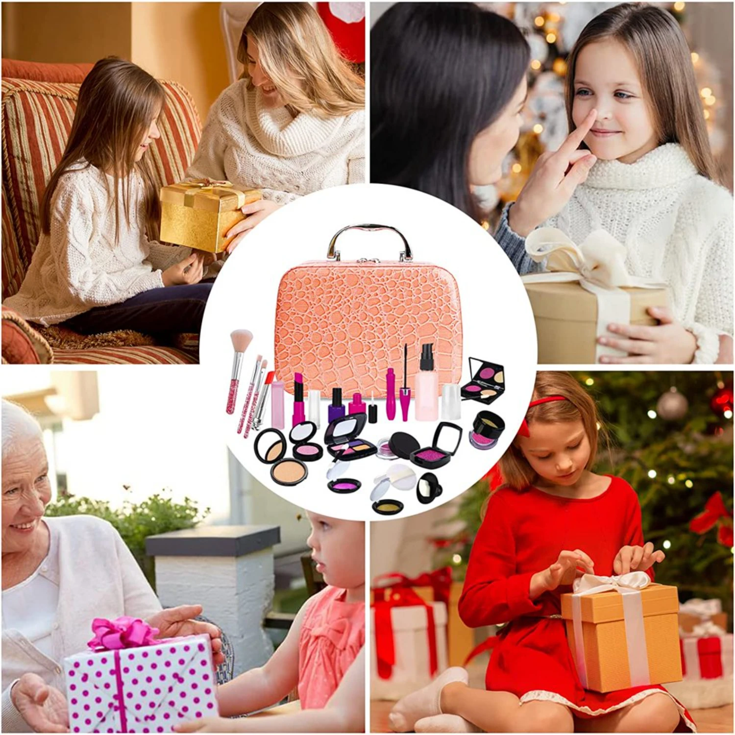 Kit de maquillage pour enfants avec trousse à cosmétiques pour filles de 4 à 10 ans – Y compris pinceaux, ombres à paupières, rouge à lèvres, Mascare, Gittler
