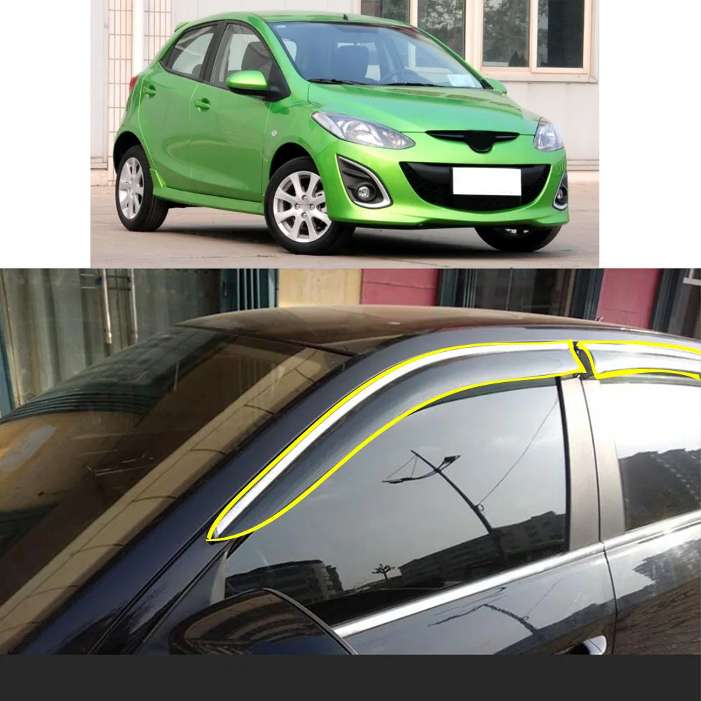 

Car Sticker Plastic Window Glass Wind Visor Rain/Sun Guard Vent For MAZDA 2 MAZDA2 Hatchback 2010 2011 2012 2013 2014 2015