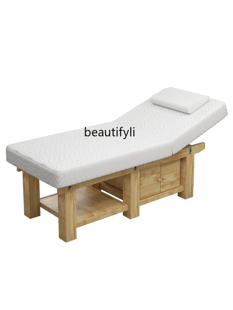 Solid Wood Latex Facial Bed Traditional Chinese Medicine Tuina Therapy Physiotherapy Bed Body Ear Cleaning Bed Belt Hole