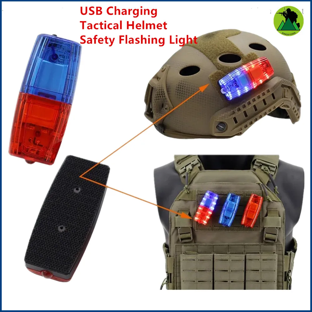 USB Charging Tactical Helmet Safety Flashing  Outdoor Equipment Hunting Hiking Cycling Lamp Survival Signal Light