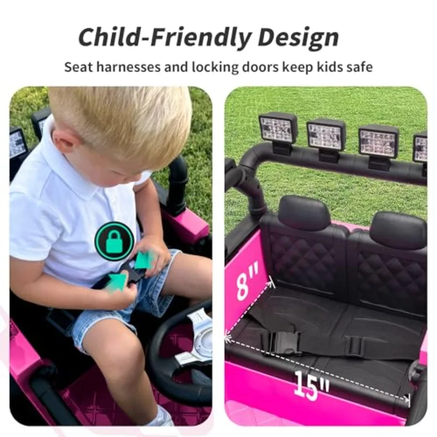 Ride on Car Toy 12V Auto elettrica con luce LED telecomandata - Rosa caldo