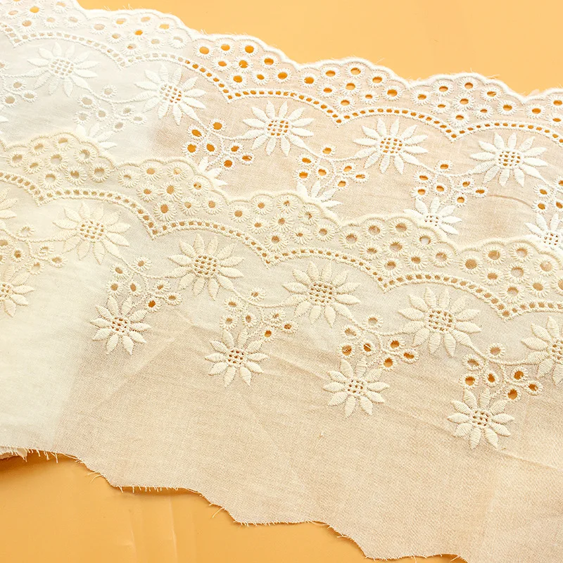 1 Meter Hollow Sunflower Lace Fabric Cotton Embroidery 14CM DIY Border Sewing Lace vestido Children\'s Clothing Accessories