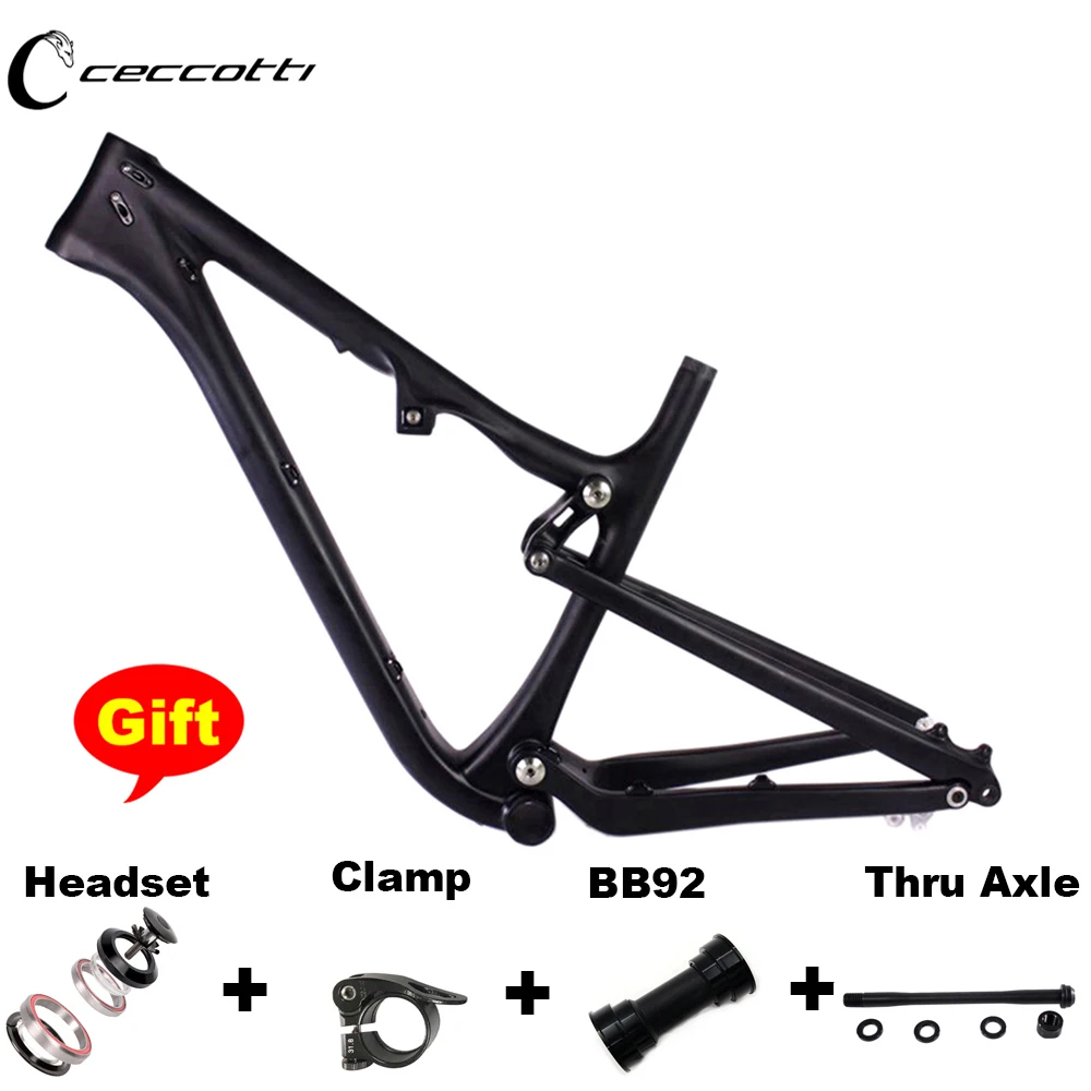 Carbon Mountain Bike Frame, Suspension Bicycle Frameset, 27.5 MTB Framework, BB92 and 142x12mm bike Frame