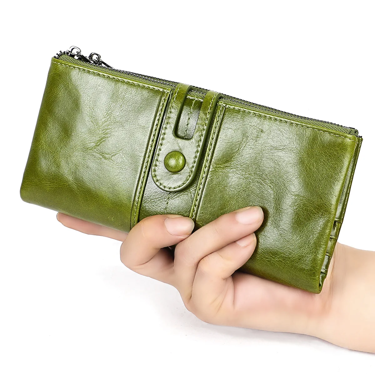 Woman Long Purse RFID Women's Wallet Genuine Leather Top Layer Cowhide 70% Off Multi-Functional Long Wallet Coin Purse