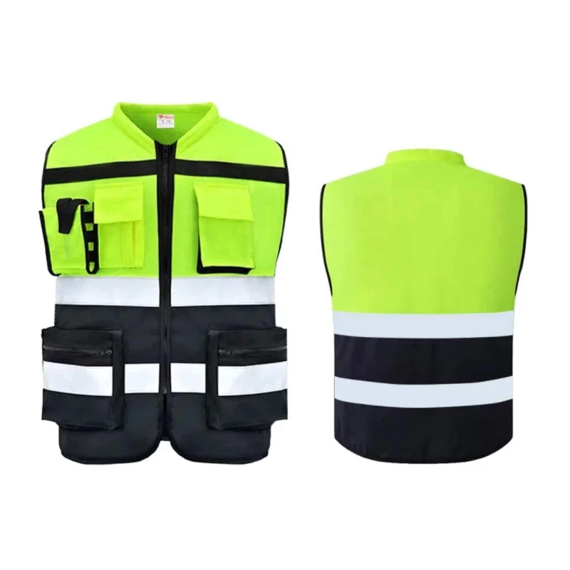 

Motorcycle Road Traffic Cycling Reflective Vest Air-permeable Thickened Breathable Mesh Safety Clothing Warning Vest with Pocket