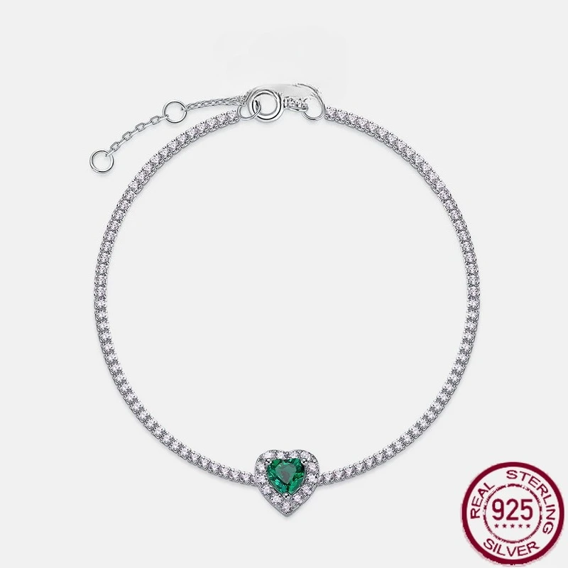

New S925 pure silver light luxury fashionable love emerald bracelet set with cultivated colorful jewelry, wedding jewelry