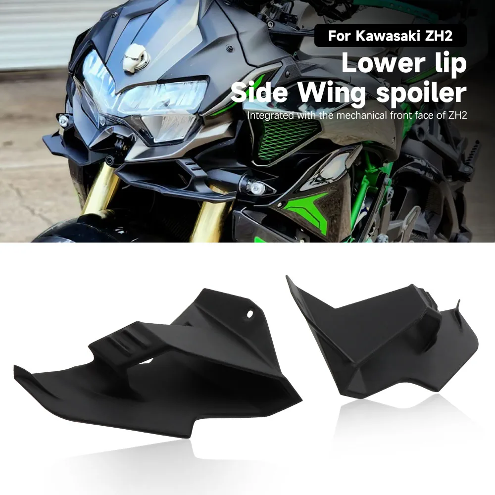 Für Kawasaki ZH2 2020-2025 2026 Motorrad Frontspoiler Unterer Spoiler Untere Lippe Flügel Seitenverkleidung Fester Unterlippenflügel