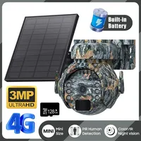 3MP Wifi Solar Camera Outdoor 4G SIM Camera Human Detecion Built In Battery PTZ CCTV Camera Two-Way Audio Night Vision Activated