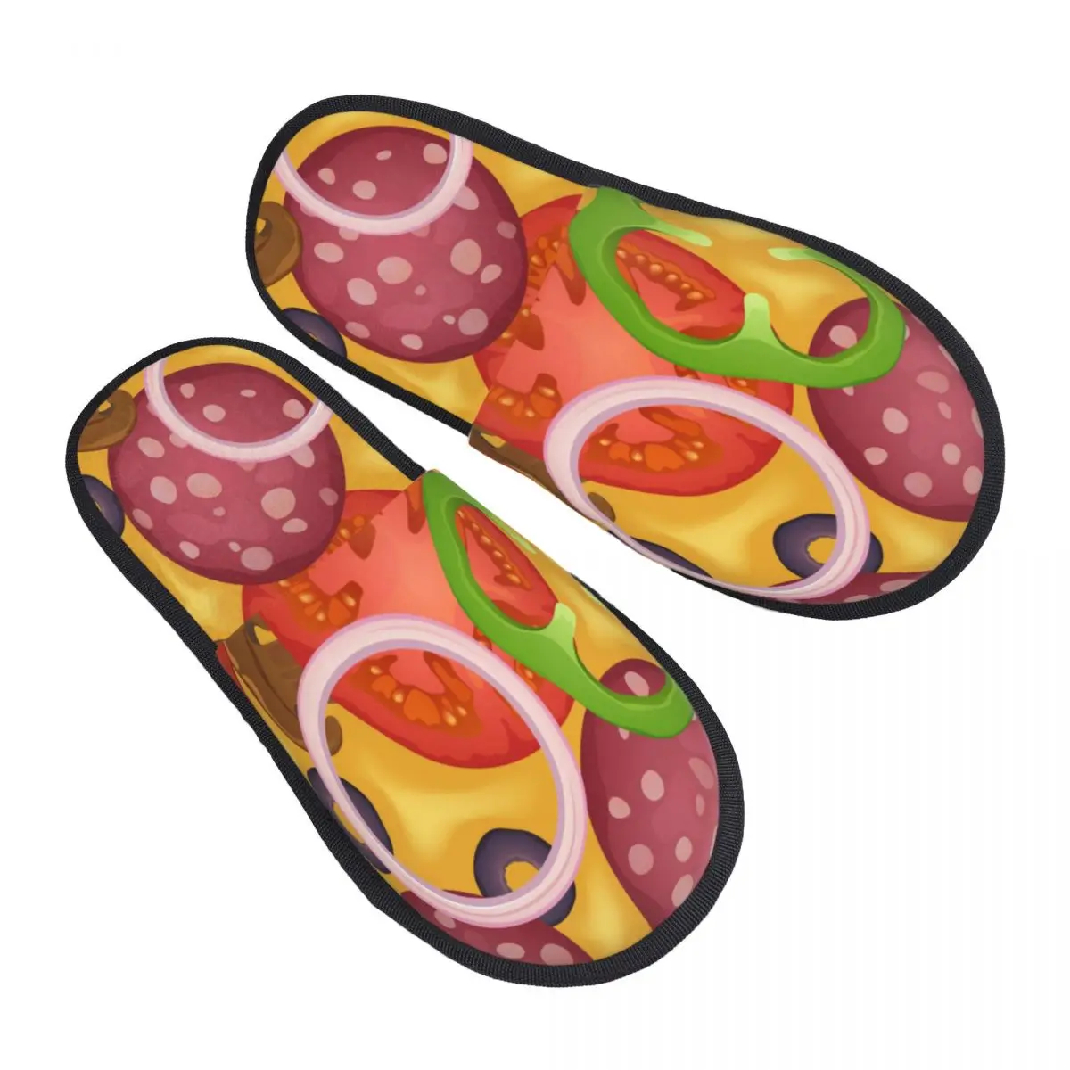 Winter Slipper Woman Man Fluffy Warm Slippers Pizza Salami Tomato Shrimp House Slippers Shoes