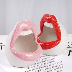 Funny Red lips Mouth French Fries Ceramic Food Bowls Ice Cream Bowls French Fry Cup Holder For Restaurant Party Home