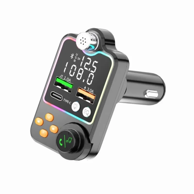 Bluetooth 5.0 Car FM Transmitter Dual USB Car Charger PD Type-C Fast Charging Wireless Handsfree Call Audio Receiver MP3 Player