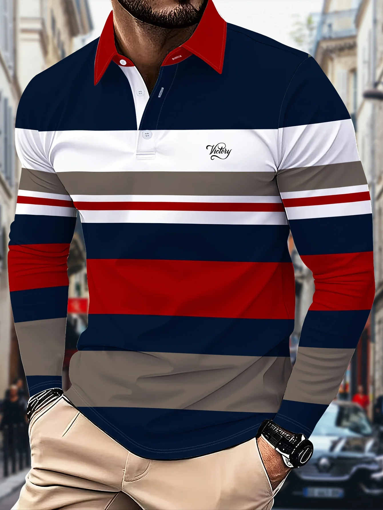 The New Men's POLO Shirt for Spring and Autumn 2025 Is Skin-Friendly Casual and Fashionable with Striped Prints
