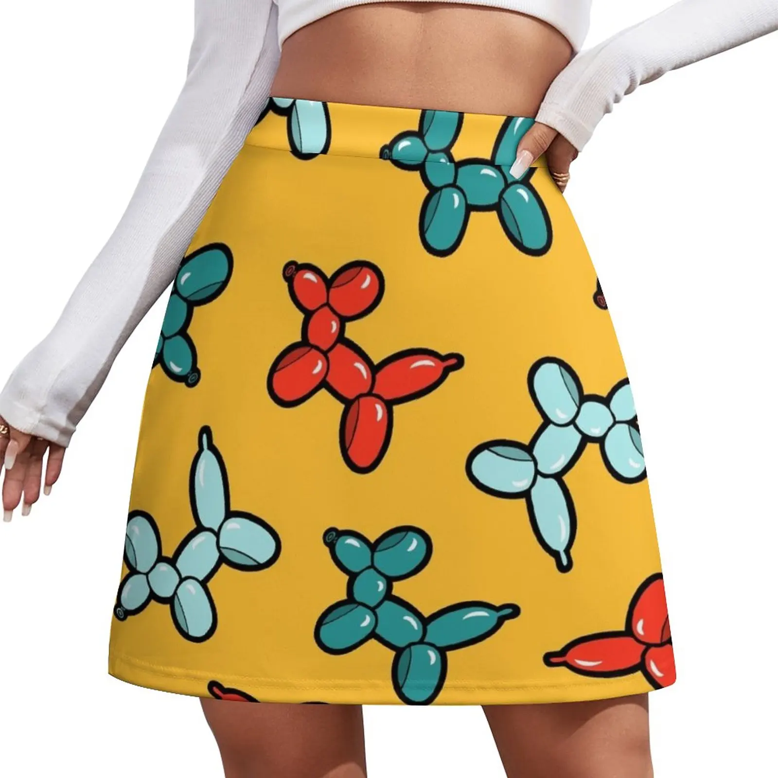 

Balloon Animal Dogs Pattern in Yellow Mini Skirt fairy core Skort for women