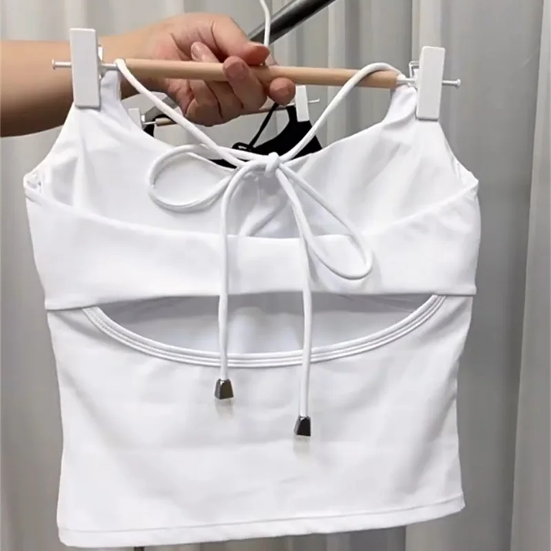 

Сексуальный кружевной топ-халтер для йоги, женский спортивный укороченный топ для фитнеса, топ без спинки для бега, танцев и тренировок