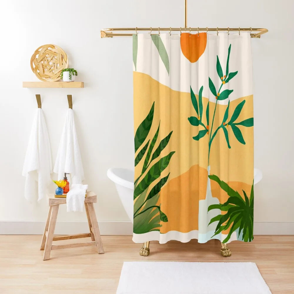 

California Sunset Views Whimsical Summer Landscape Shower Curtain Window For Bathrooms For Bathroom Bathtub Curtain