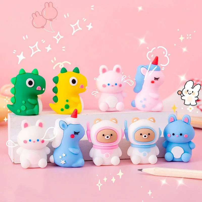 1 Piece Stationery Kawaii Animals Cartoon Pencil Sharpener Office Supplies Gift Kawaii School Accessories with Eraser