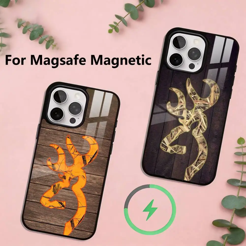 Deer Hunting Camo Phone Case For iPhone17,16,15,14,13,12,11 Plus,Pro Magnetic For Magsafe Wireless Charging