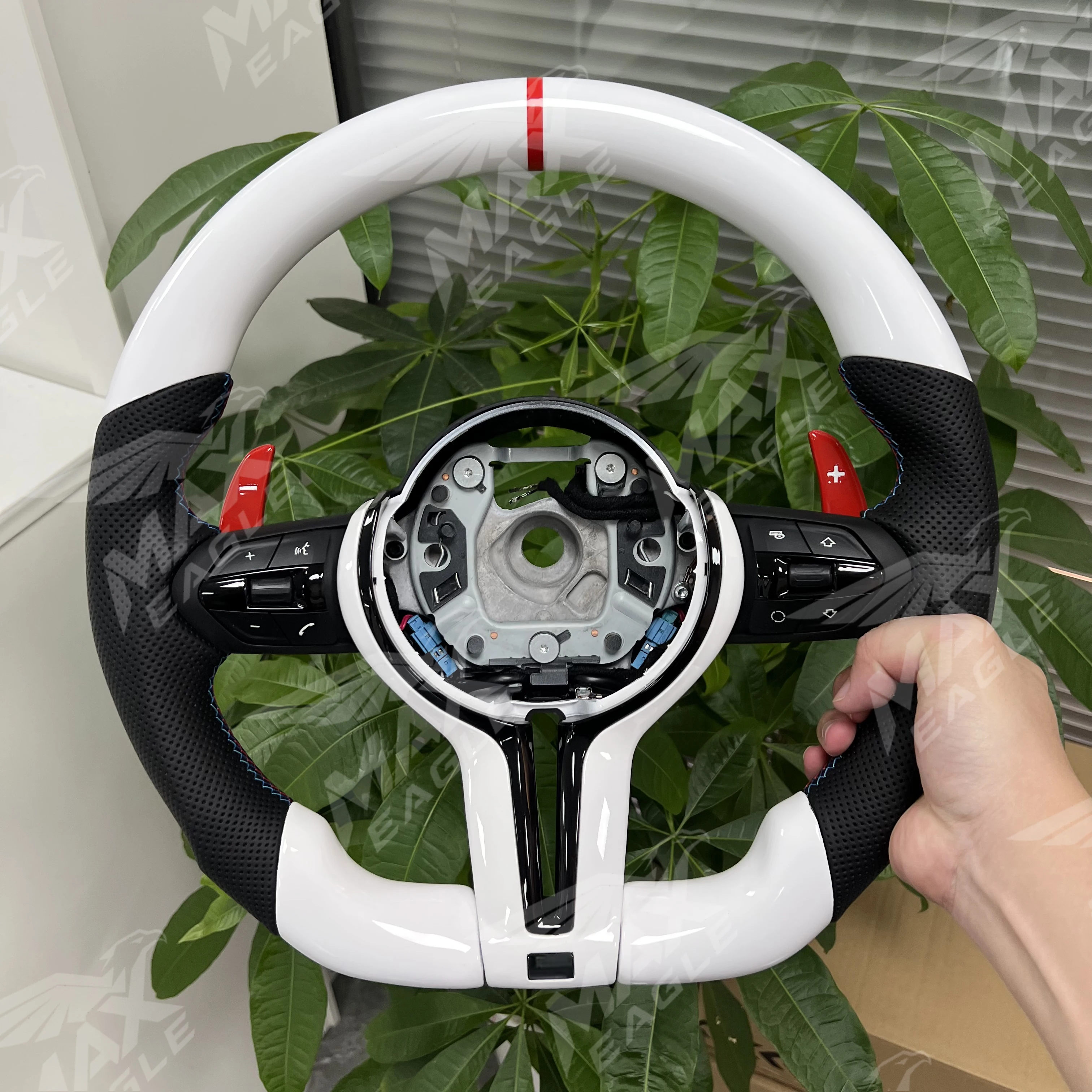 MAXEAGLE M Sport Piano white Steering Wheel for BMW F01 F06 F10 F11 F12 F20 F21 F22 F25 F26 F30 F31 F32 F33 F34 F36 M3