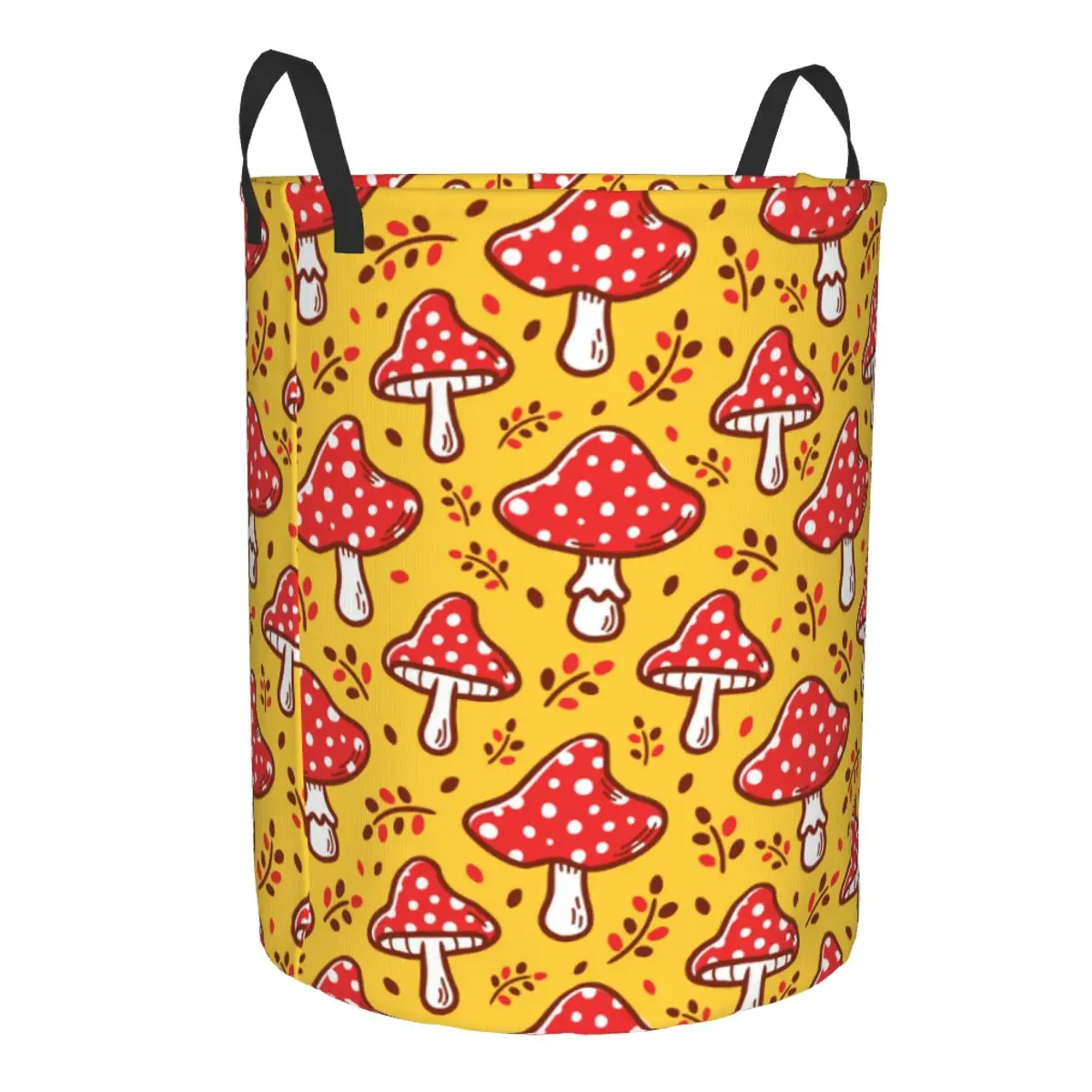 Folding Laundry Basket Amanita Mushroom Round Storage Bin Collapsible Hamper Clothes Bucket Organizer