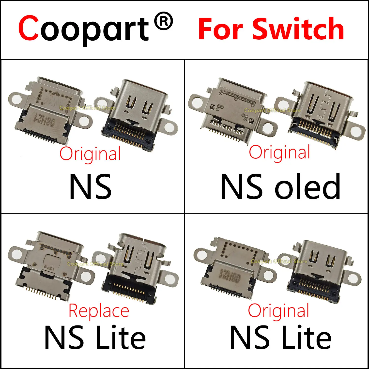 Coopart-Port de charge USB VopeC pour Nintendo Switch, prise de chargeur, prise de données, NS Lite, console Oled, connecteur de port de charge,