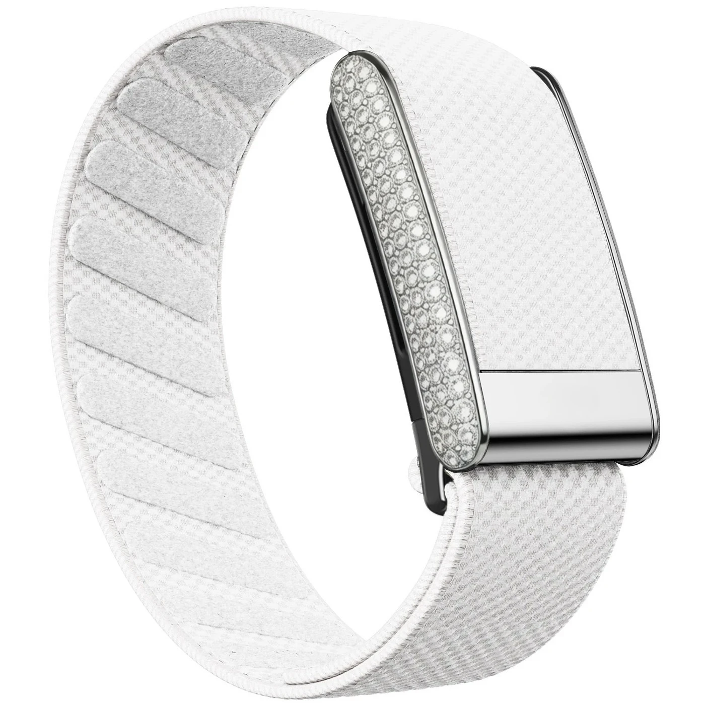 Picture 6: Diamond-Embedded Case for Whoop 5.0 Nylon Woven Elastic Strap Casual Wristband with Full-Diamond Bright Silver Metal U-Frame
