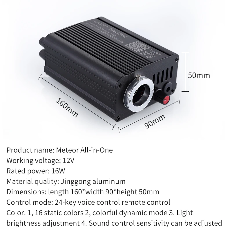 Car Starry Sky Ceiling Fiber Optic Light, Seven-Color Rgbw Full-Color Remote Control App-Controlled Interior Atmosphere Guiding Light Starry Sky Light