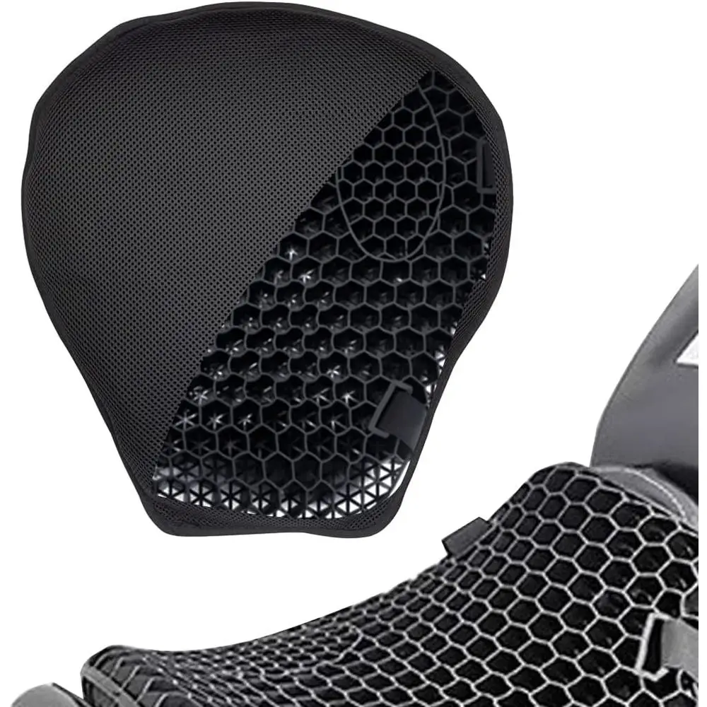

Universal Motorcycle Gel Seat Cushion 3D Honeycomb Shock Absorbing Seat Pad with Motorcycle Seat Cover for Comfortable Long Ride