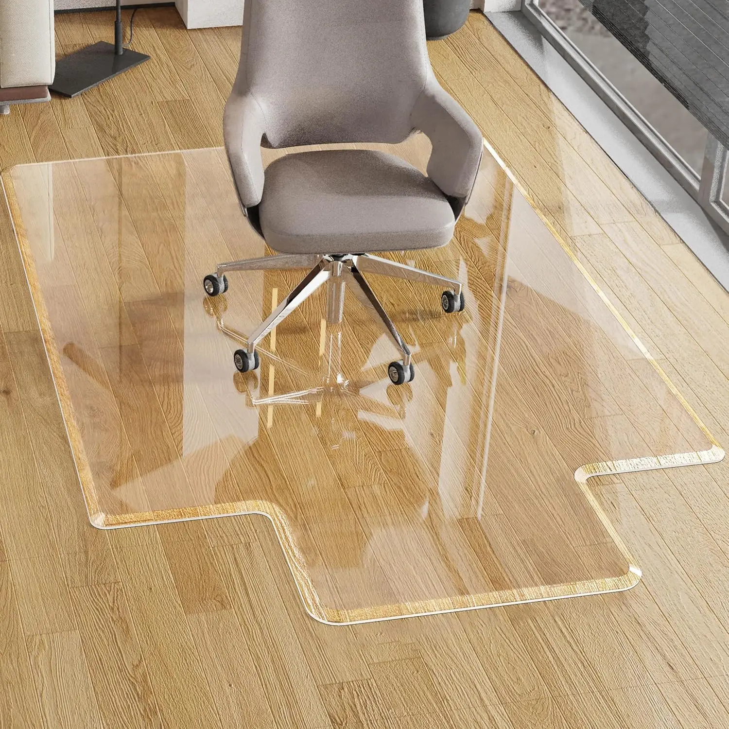 Beveled Edge Office Chair Mat for Carpet or Hardwood Floor, Crystal Clear 36