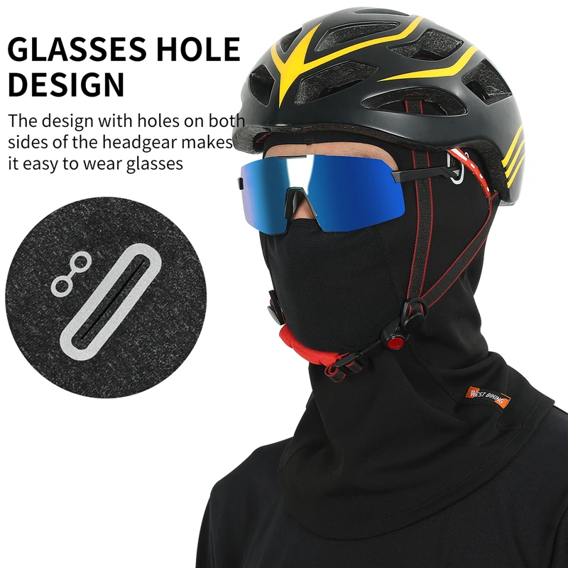 WEST BIKING Winter Windproof Cycling Cap Thermal Full Face Cover Balaclava Sun UV Protection Cycling Headwear Face Cap Bike Hats