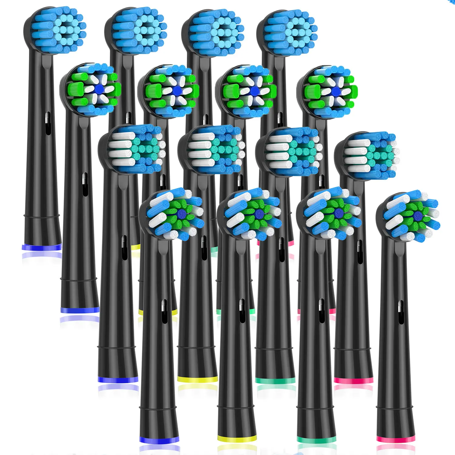 16Pack Replacement Brush Heads for Oral B Electric Toothbrushes Floss Cross Action 3D Pro White Precision Standard Daily Clean