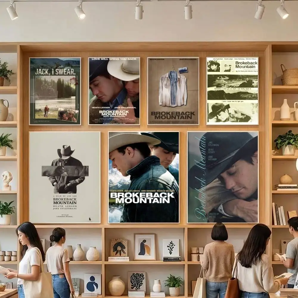 Klassisches Romantikfilm-Poster „Brokeback Mountain“, wasserfester Papieraufkleber, ästhetische Kunst-Wandmalerei für Kaffeehaus, Bar