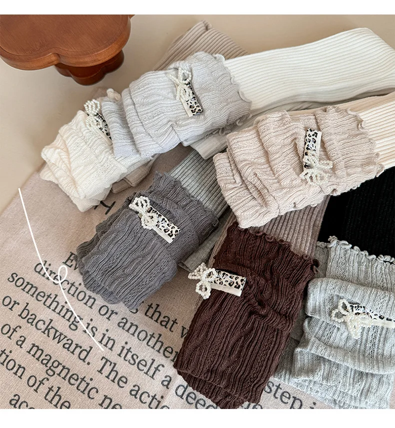 Spring Girls Combed Cotton Leggings Striped Lace Paneled Bowknot Toddler Cropped Pants Kids Patchwork Leggings