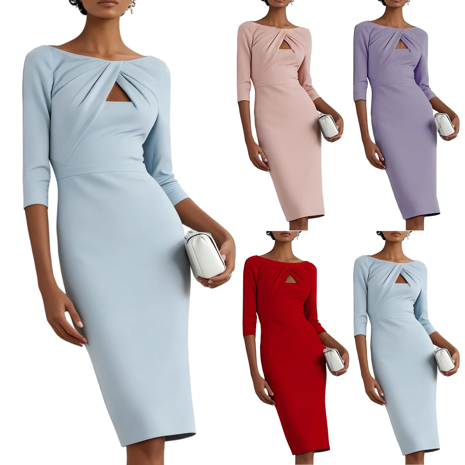 Feminino design chique oco cortar dobras bodycon robe femme festa pista moda elegante anfitrião vestido de baile para mujer