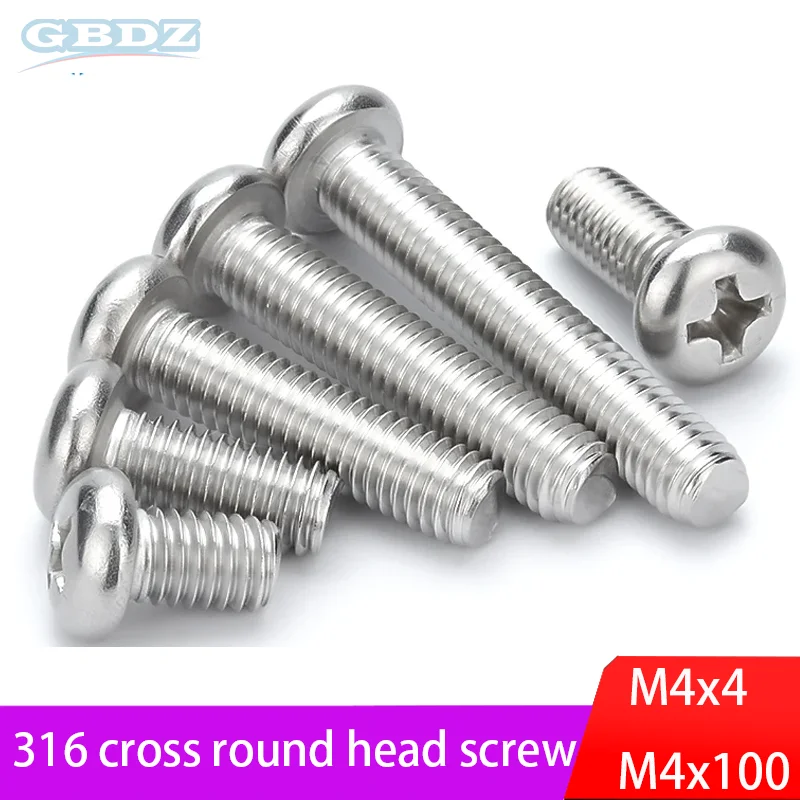 

M4 316 винты с крестообразной головкой из нержавеющей стали с круглой головкой 5/10/20/30/50 шт. высокопрочные нержавеющие аппаратные аксессуары