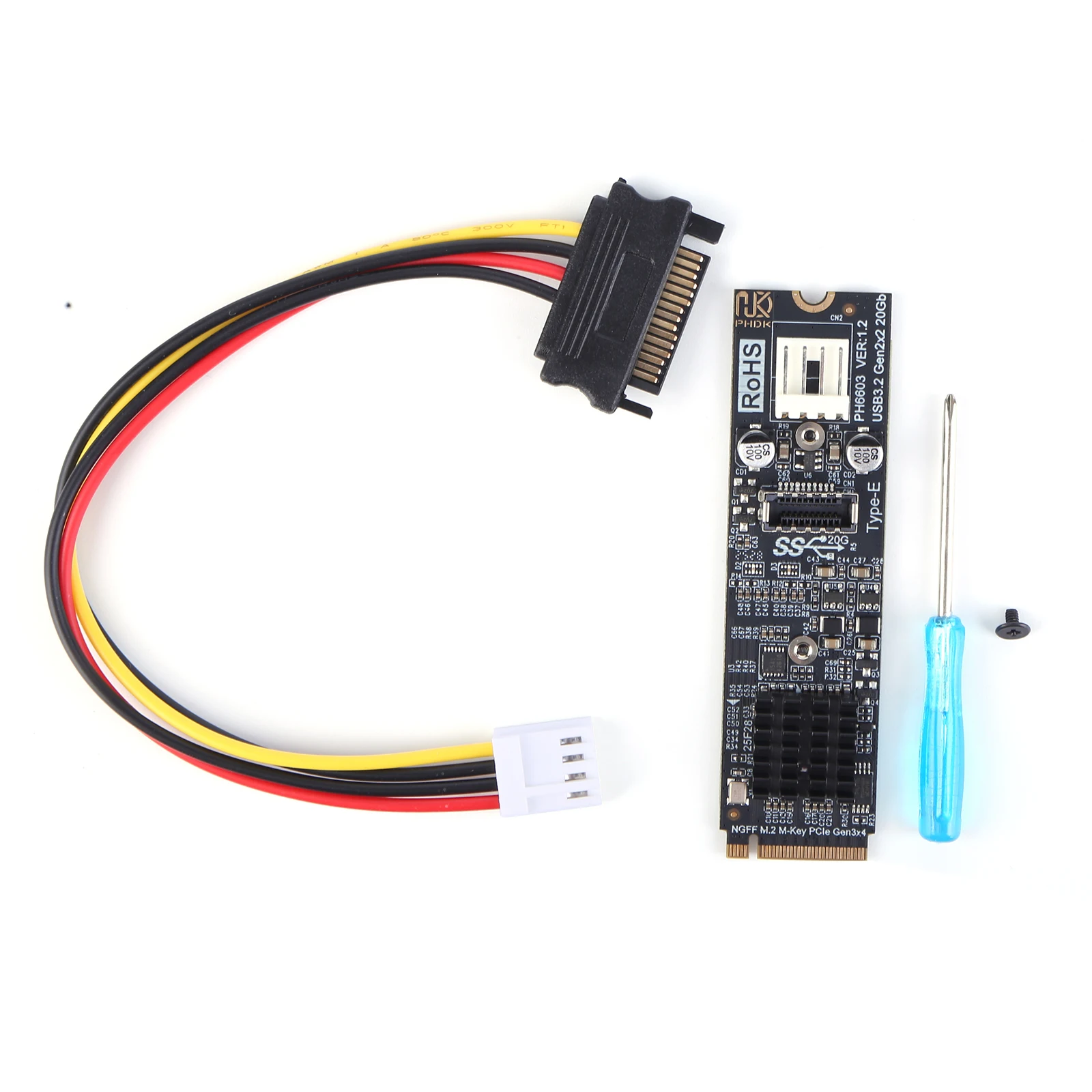 

M.2 to TYPE-E Adapter 20Gbps High Speed M.2 M Key NVME PCIe to USB 3.2 Front Panel Expansion Card for Desktop PC