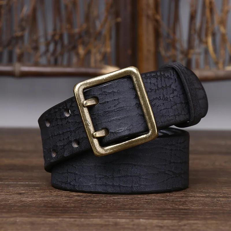 38cm-新品-メンズ-純牛革-本革ベルト-ダブルニードル-純銅製バックル-レトロ-カジュアル-トレンド-高級デザイン-カウボーイベルト