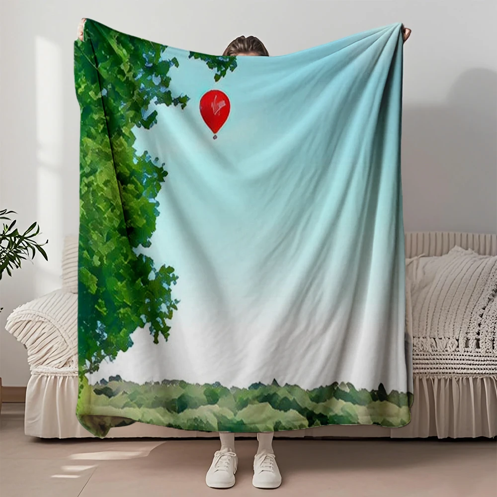 

Lovely Gift Flannel Soft Blanket Hot Air Balloon Mid-century Modern Decorative Throw Coverlet Anti-pilling Wrinkle-resistant
