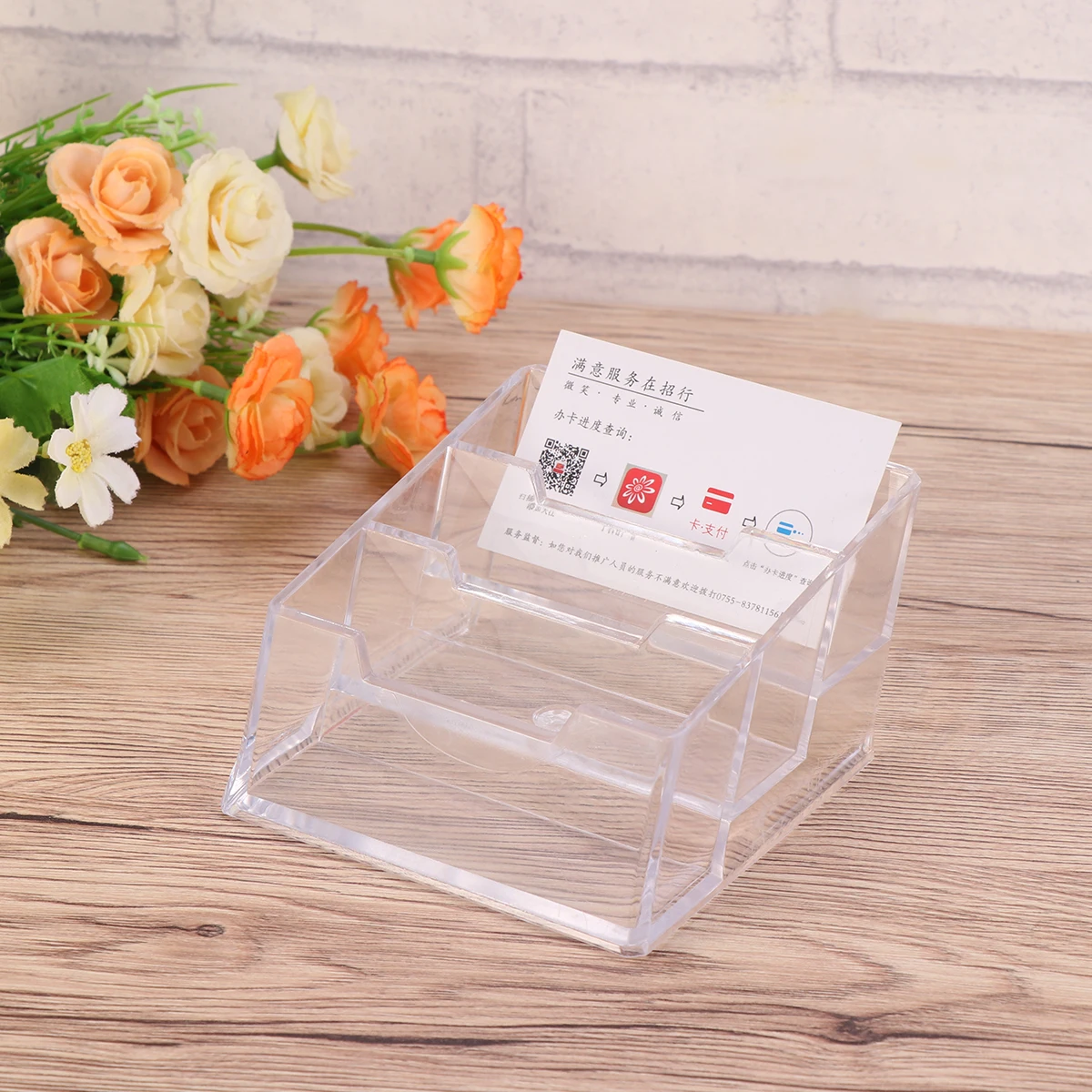 

Three-frame Business Card Box Index Cards Holder Stand Single Cell Clear Organizers