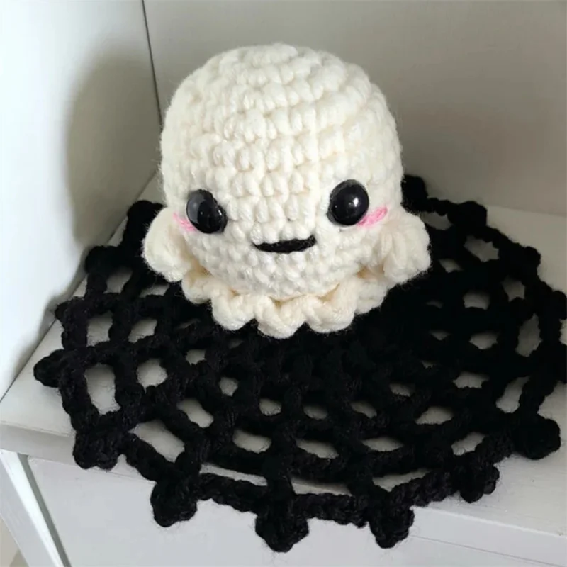 Funny cute Little white ghost doll multiply solid colour spider web coasters for Water Cup Table Decoration Accessories