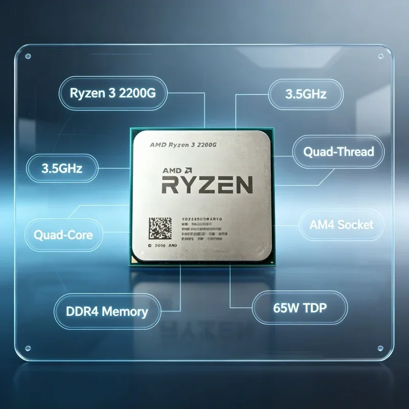 AMD Ryzen 3 2200G CPU C5M4MFB AM4 Interface 4C4T 3.5GHz Base Frequency 19MB Cache Vega 8 Graphics For Desktop PC