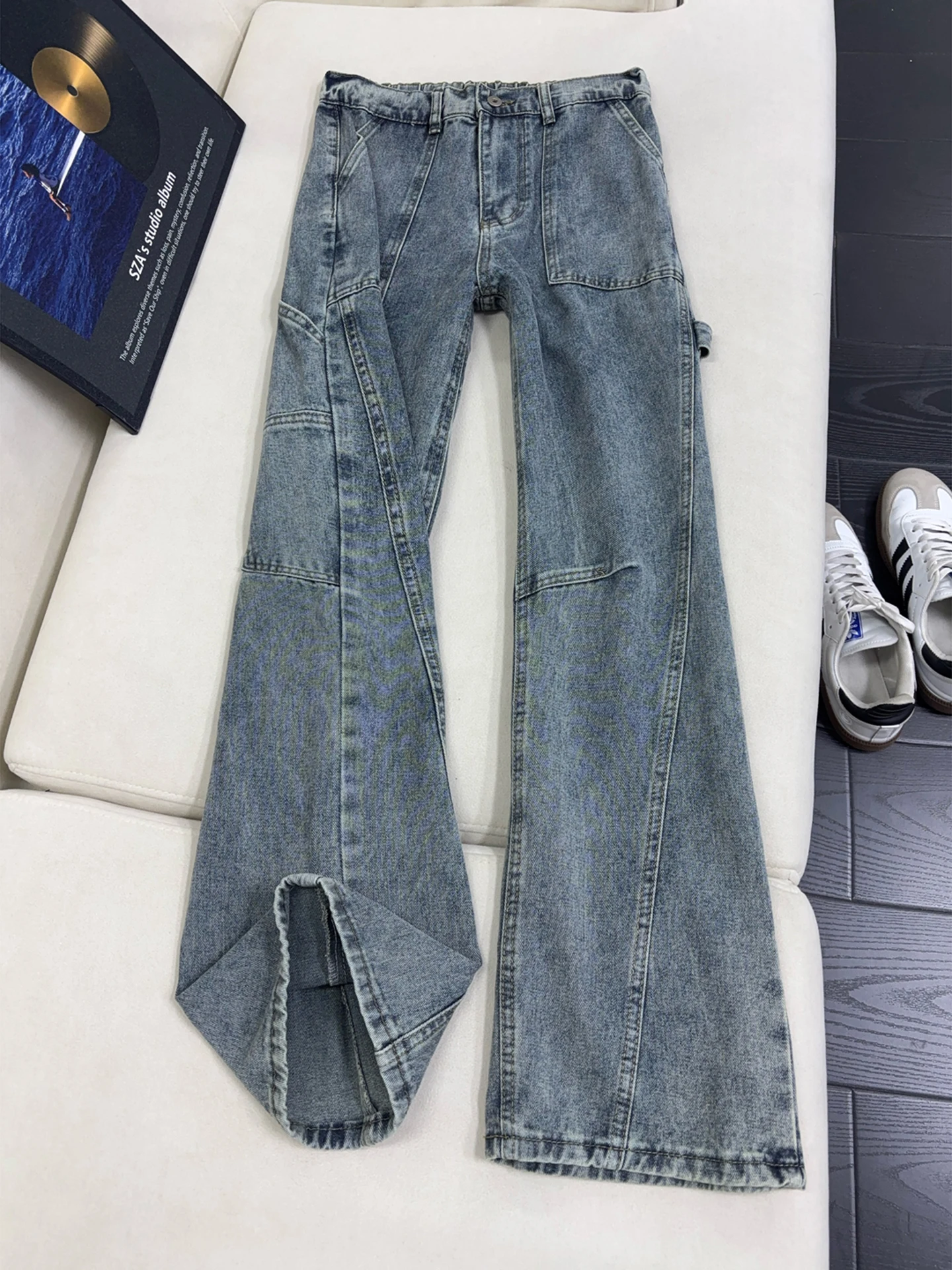 

Мужские джинсы Cleanfit Vintage Blue Bell Bot, американский стиль, зауженные прямые, с эффектом потертости, рабочая одежда, смесь хлопка и полиэстера