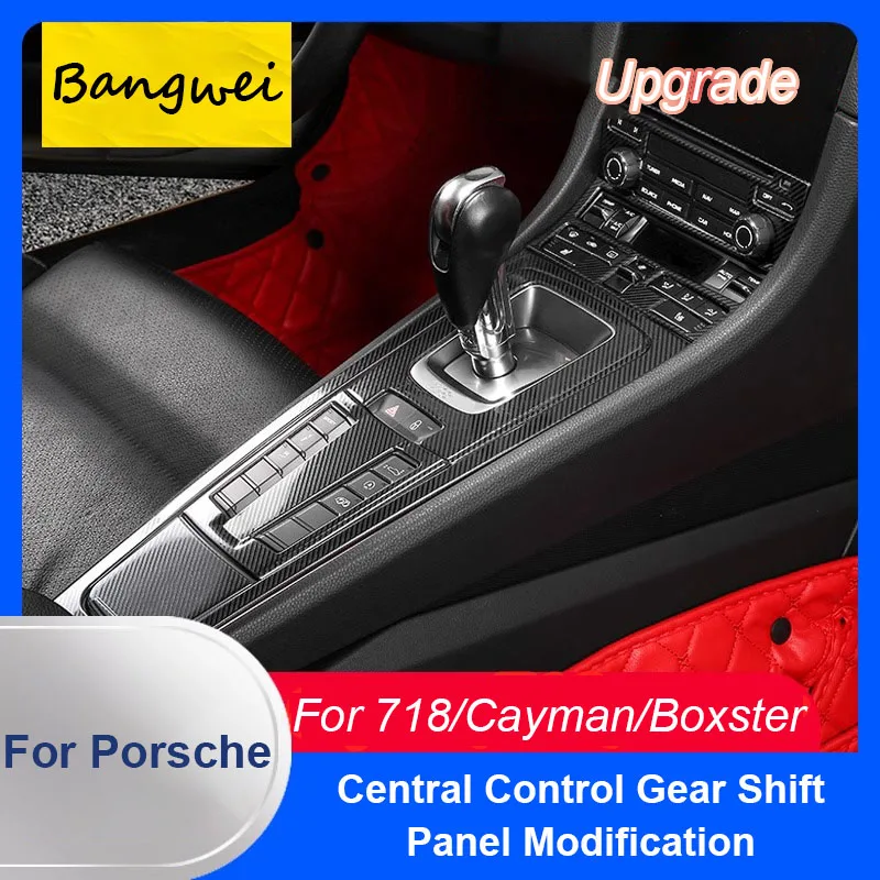 

For Porsche 718 Cayman Boxster Car Central Control Gear Shift Panel Frame,Water Cup Frame,Buttons Decorative Frame Interior