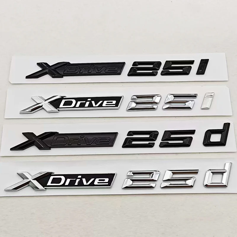 3D ABS Car Styling Logo XDrive 25i 25d Badge Rear Trunk Emblem Side Door Sticker For BMW X2 X3 XDrive Auto Accessories